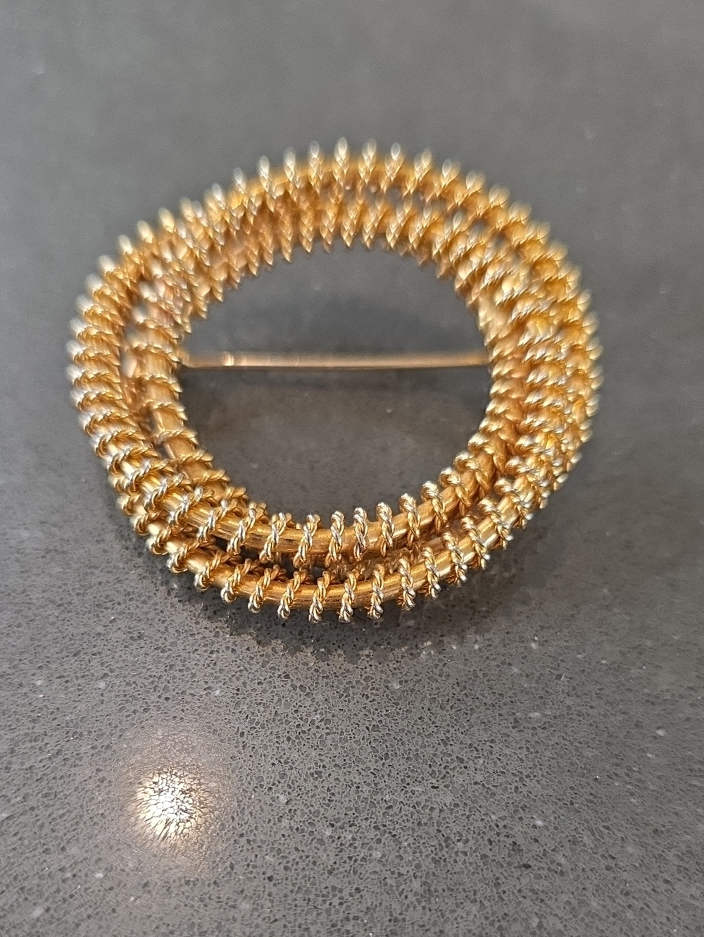 MCM Modernist Gold-Tone Coiled Spiral Wreath Brooch - Elegant Women's Jewelry